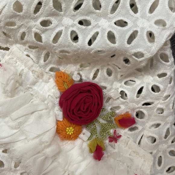 Fuego cotton eyelet embroidered white 3/4 sleeve jacket IT44 US8 - Picture 10 of 14